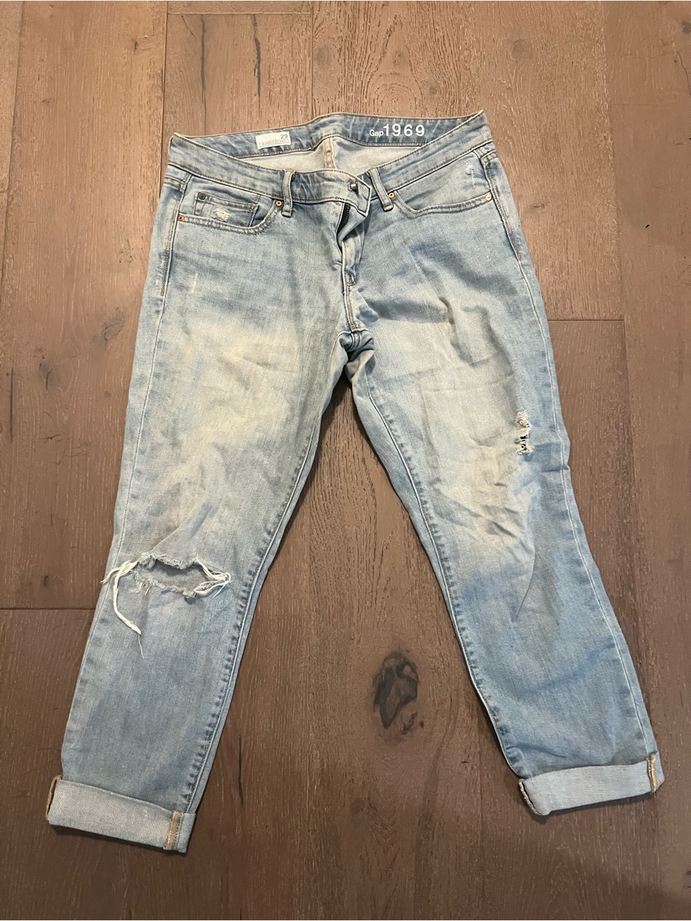 GAP Light Blue Distressed Boyfriend Jeans